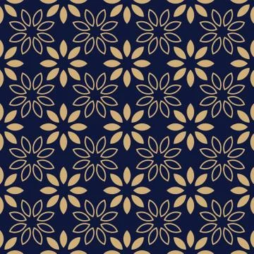 Seamless Floral leaf Pattern Navy Blue and Beige Vector Illustration Stock Illustration
