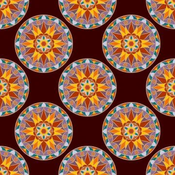 Seamless Floral Mandala Pattern. Stock Illustration