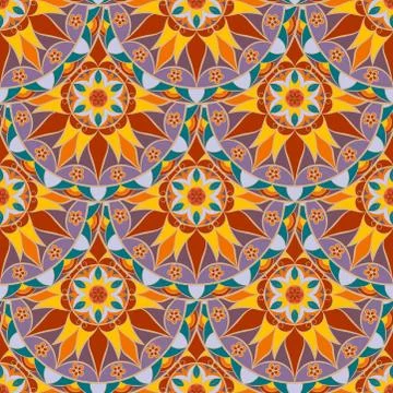 Seamless Floral Mandala Pattern Stock Illustration