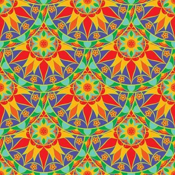 Seamless Floral Mandala Pattern Stock Illustration