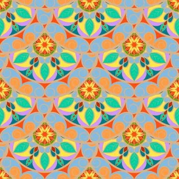 Seamless Floral Mandala Pattern Stock Illustration