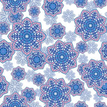 Seamless floral mandala pattern in indian spiritual tradition.Oriental print Stock Illustration