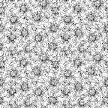 Seamless floral monochrome pattern Illustrazione stock