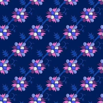 Seamless floral oriental pattern with vines and stripes of curls branches Stock Illustration