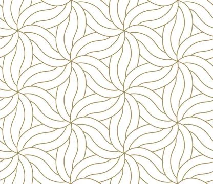 Seamless floral pattern with abstract geometric flower line texture, gold on Illustrazione stock