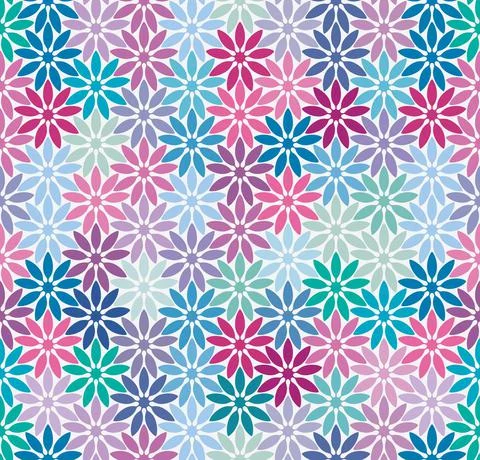 Seamless floral pattern with abstract geometric pink flowers. Stock Illustration