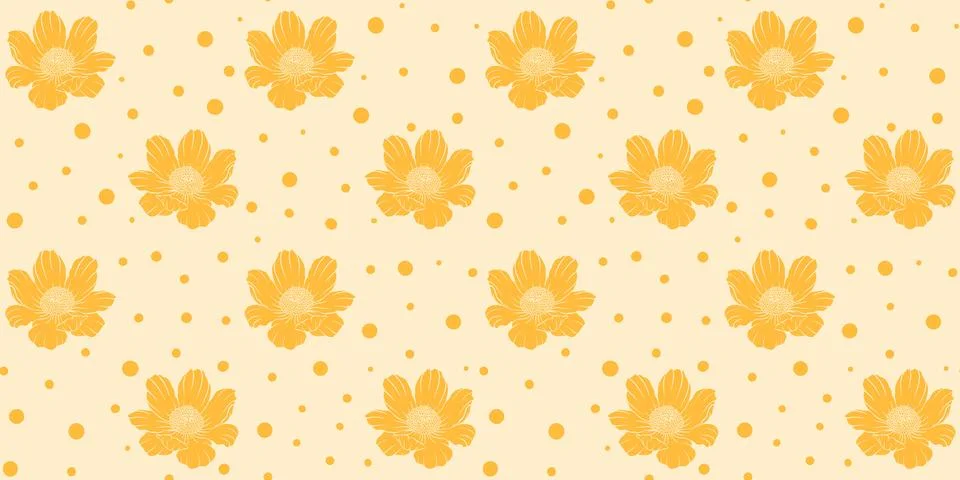 Seamless floral pattern adonis line graphic spring summer cute romantic contour Stock Illustration