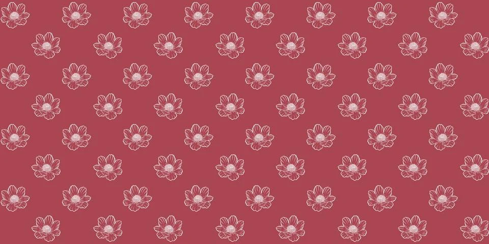Seamless floral pattern adonis line graphic spring summer cute romantic contour Stock Illustration