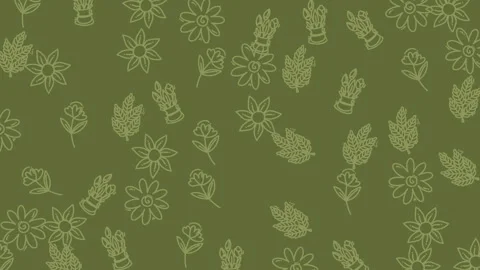 Seamless floral pattern animation on green background Stock Footage 328561568