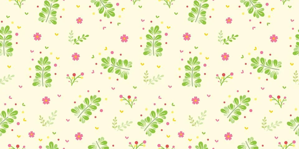 Seamless floral pattern background, Flower vector illustration, Hand drawn de Stock Illustration