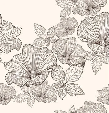 Seamless floral pattern. background with flowers and leafs. Stock Illustration