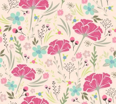Seamless floral pattern. background with flowers and leafs. Stock Illustration