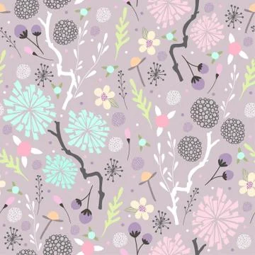 Seamless floral pattern. background with flowers and leafs. Stock Illustration