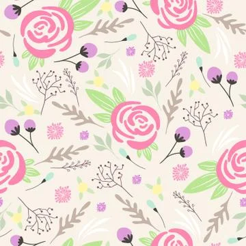 Seamless floral pattern. background with flowers and leafs Stock Illustration