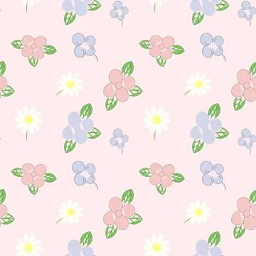 Seamless floral pattern background, Vector flower ornament, Hand drawn decora Stock Illustration