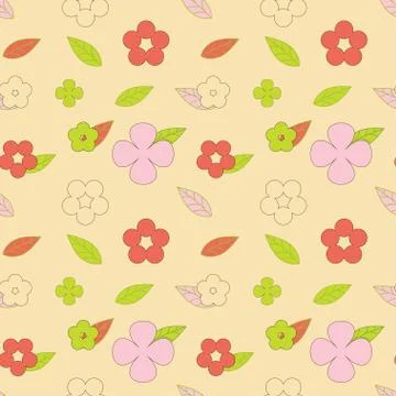 Seamless floral pattern background, Vector flower ornament, Hand drawn decora Illustrazione stock