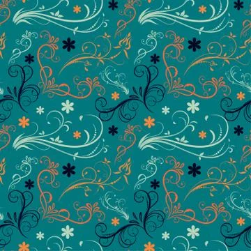 Seamless floral pattern background, Vector flower ornament, Hand drawn decora Stock Illustration
