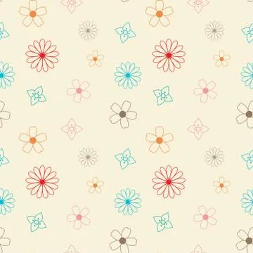Seamless floral pattern background, Vector flower ornament, Hand drawn decora Stock Illustration