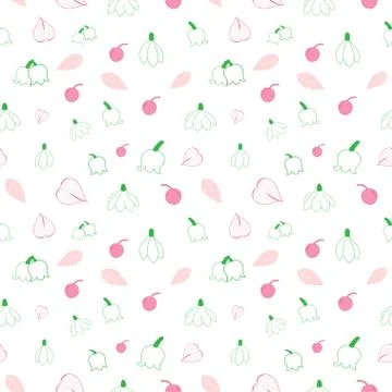 Seamless floral pattern background, Vector flower ornament, Hand drawn decora Stock Illustration