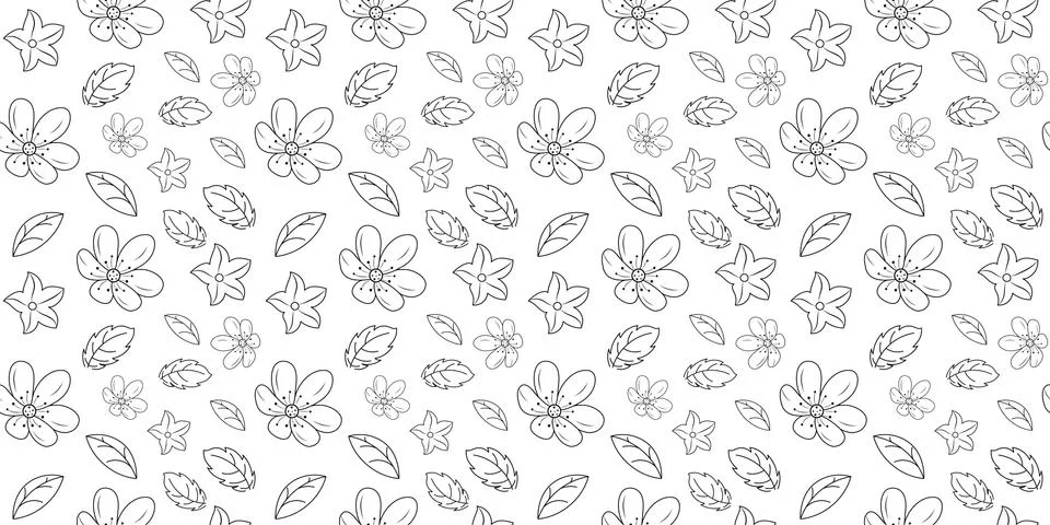 Seamless floral pattern background, Vector flower ornament, Hand drawn decora Stock Illustration