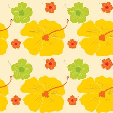 Seamless floral pattern background, Vector flower ornament, Hand drawn decora Stock Illustration