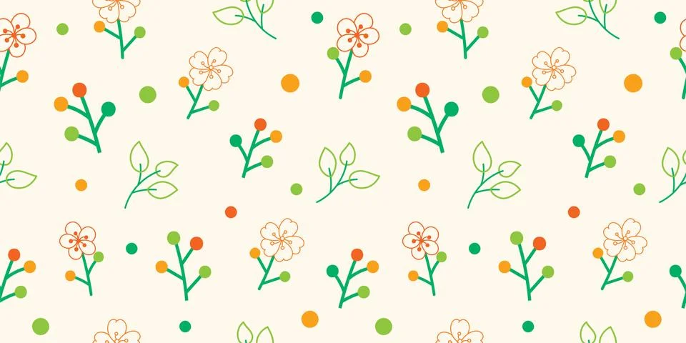 Seamless floral pattern background, Vector flower ornament, Hand drawn decora Stock Illustration