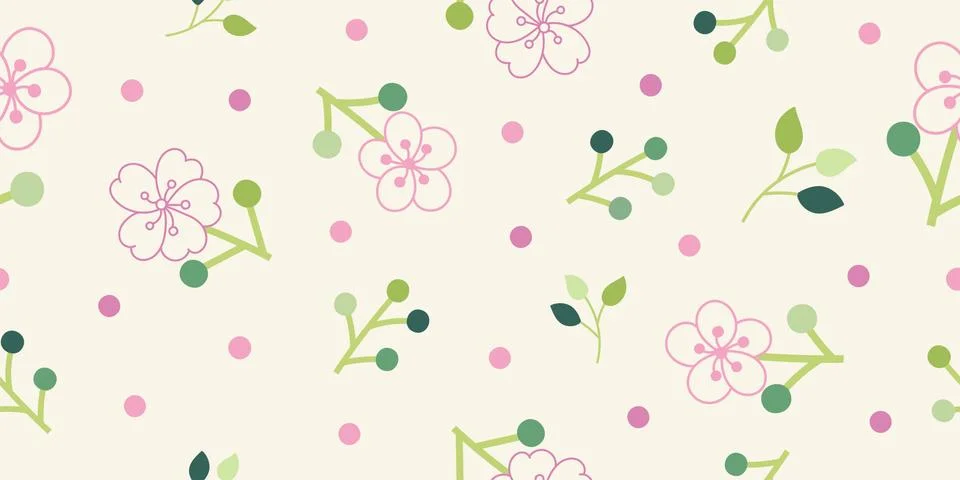 Seamless floral pattern background, Vector flower ornament, Hand drawn decora Stock Illustration