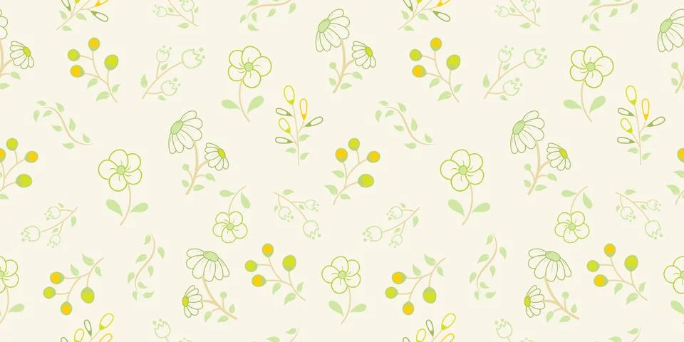 Seamless floral pattern background, Vector flower ornament, Hand drawn decora Stock Illustration