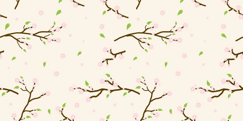 Seamless floral pattern background, Vector flower ornament, Hand drawn decora Stock Illustration