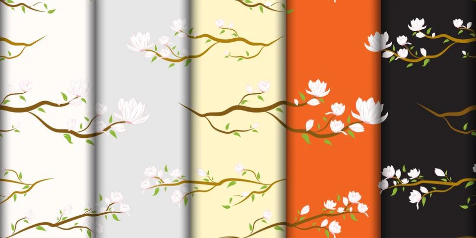 Seamless floral pattern background, Vector flower ornament, Hand drawn decora Stock Illustration