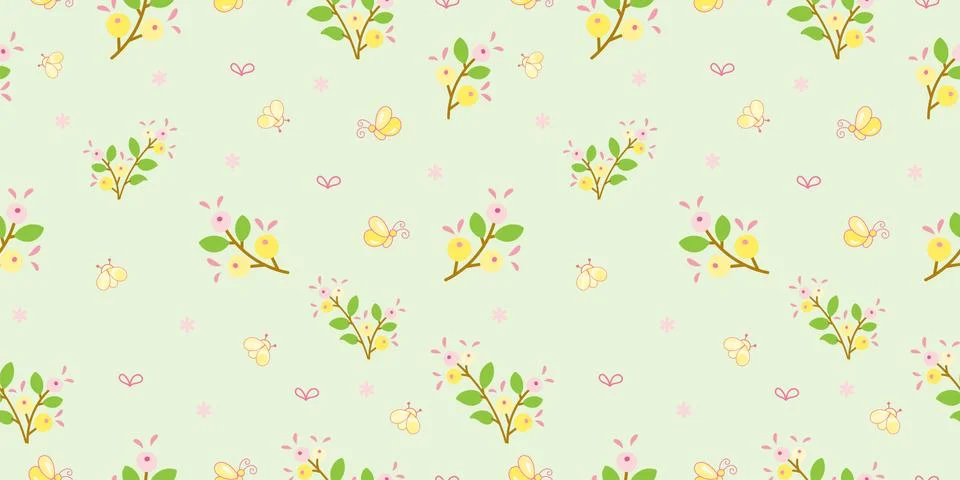 Seamless floral pattern background, Vector flower ornament, Hand drawn decora Stock Illustration