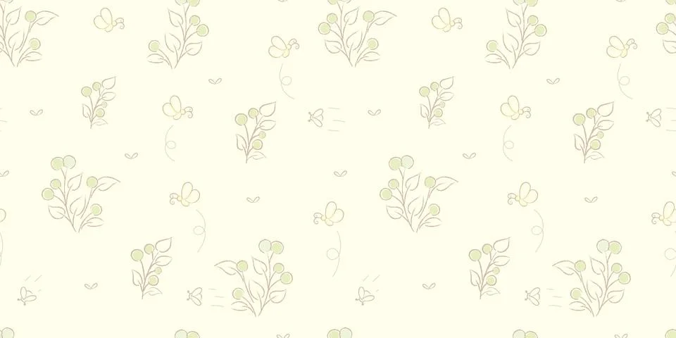Seamless floral pattern background, Vector flower ornament, Hand drawn decora Stock Illustration