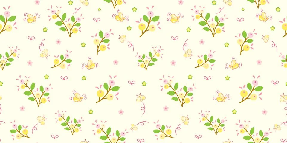 Seamless floral pattern background, Vector flower ornament, Hand drawn decora イラスト素材