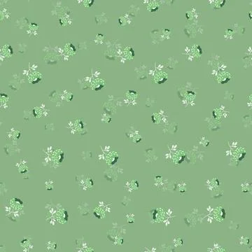 Seamless floral pattern based on traditional folk art ornaments. Green and white Stock Illustration