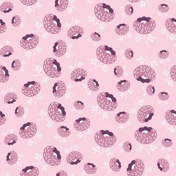 Seamless floral pattern based on traditional folk art ornaments. Pink and black Illustrazione stock