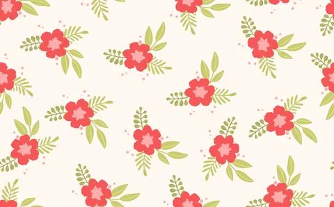 Seamless floral pattern based on traditional folk art ornaments. Colorful Stock Illustration