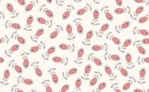 Seamless floral pattern based on traditional folk art ornaments. Colorful Stock Illustration