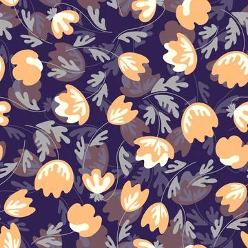 Seamless floral pattern based on traditional folk art ornaments. Modern flowers Stock Illustration