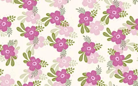 Seamless floral pattern based on traditional folk art ornaments. Colorful Stock Illustration