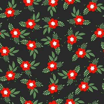 Seamless floral pattern based on traditional folk art ornaments. Colorful Stock Illustration