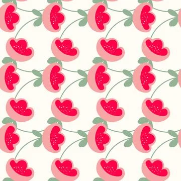 Seamless floral pattern based on traditional folk art ornaments. Colorful Stock Illustration