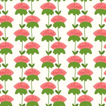 Seamless floral pattern based on traditional folk art ornaments. Colorful Stock Illustration
