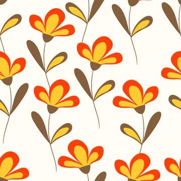 Seamless floral pattern based on traditional folk art ornaments. Colorful Stock Illustration