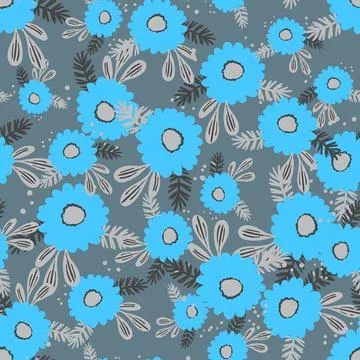 Seamless floral pattern based on traditional folk art ornaments. Colorful Stock Illustration