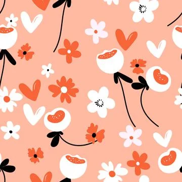 Seamless floral pattern based on traditional folk art ornaments. Colorful Stock Illustration