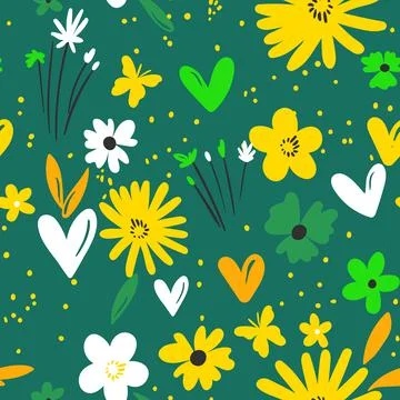 Seamless floral pattern based on traditional folk art ornaments. Colorful Stock Illustration