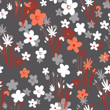 Seamless floral pattern based on traditional folk art ornaments. Colorful Stock Illustration