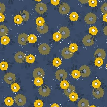 Seamless floral pattern based on traditional folk art ornaments. Colorful Stock Illustration