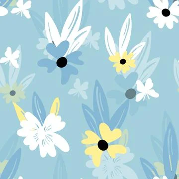 Seamless floral pattern based on traditional folk art ornaments. Colorful Stock Illustration