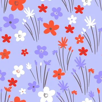 Seamless floral pattern based on traditional folk art ornaments. Colorful Stock Illustration